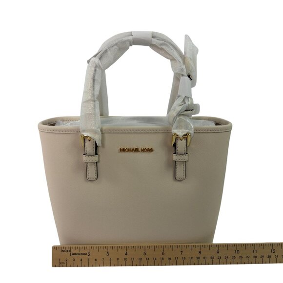 MICHAEL KORS Jet Set Small Saffiano Leather Top-Zip Tote Bag Light Cream NWT - Picture 14 of 16